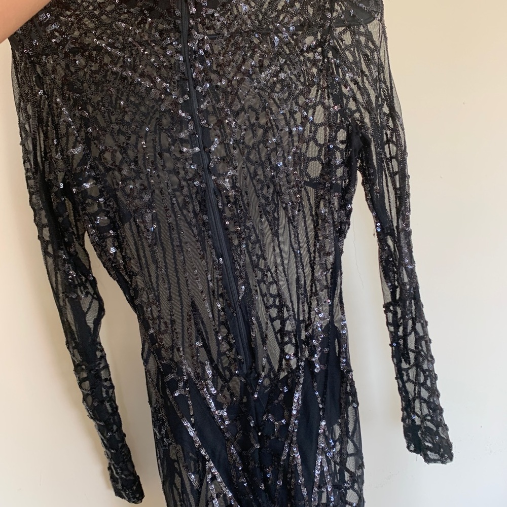 Black sequins mesh party dress